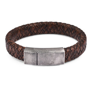 Magnetic Clasp Braided  Leather Bracelet