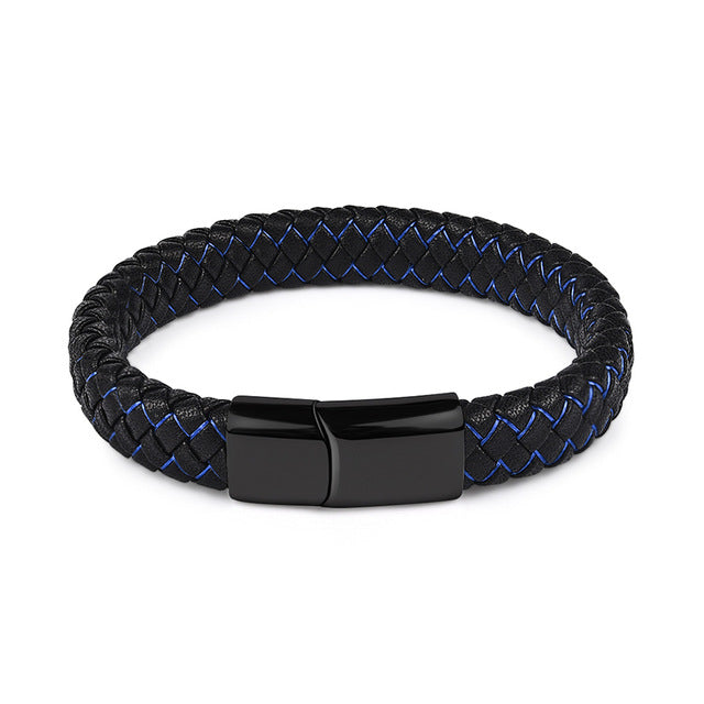 Magnetic Clasp Braided  Leather Bracelet