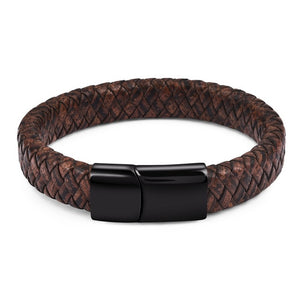 Magnetic Clasp Braided  Leather Bracelet