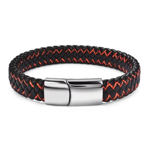 Magnetic Clasp Braided  Leather Bracelet