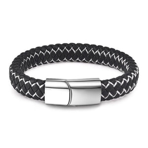 Magnetic Clasp Braided  Leather Bracelet