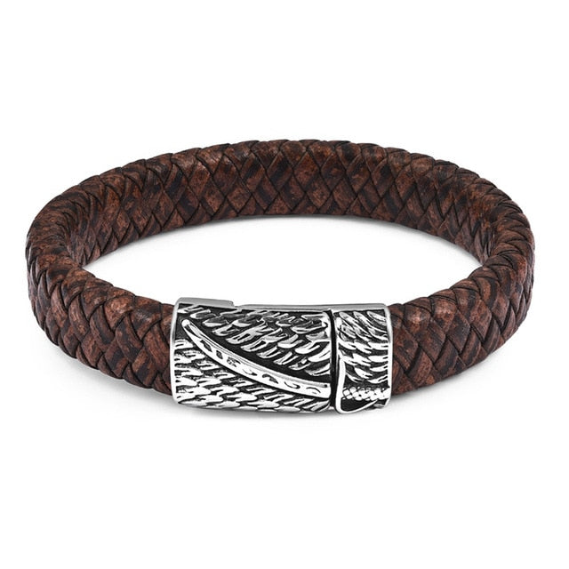 Magnetic Clasp Braided  Leather Bracelet