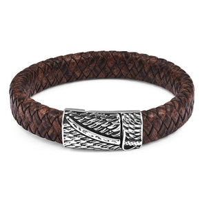 Magnetic Clasp Braided  Leather Bracelet