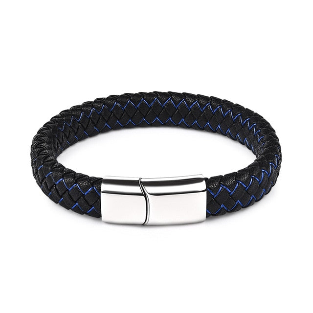 Magnetic Clasp Braided  Leather Bracelet