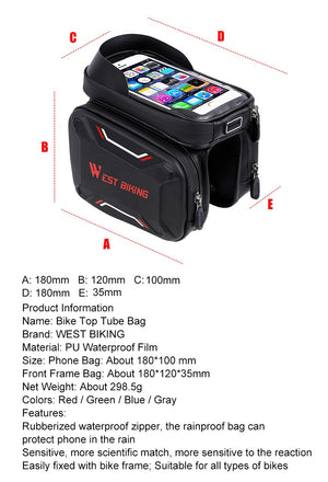 Bicycle Bags Front Frame High-quality MTB Bike Bag Waterproof Screen Touch Top Tube Phone Bag