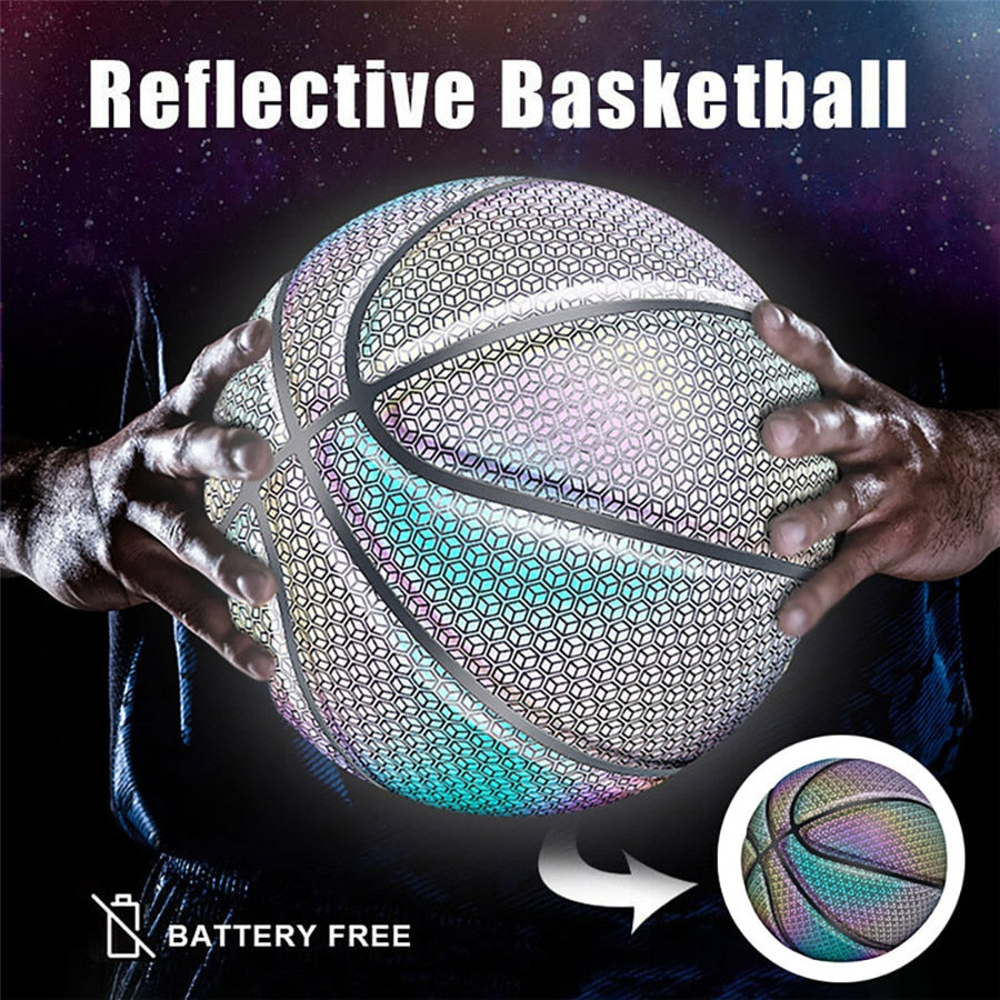 Reflective luminous fluorescent basketball