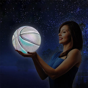 Reflective luminous fluorescent basketball