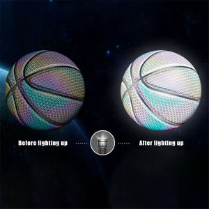 Reflective luminous fluorescent basketball