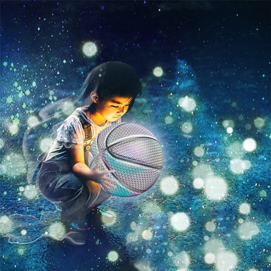 Reflective luminous fluorescent basketball