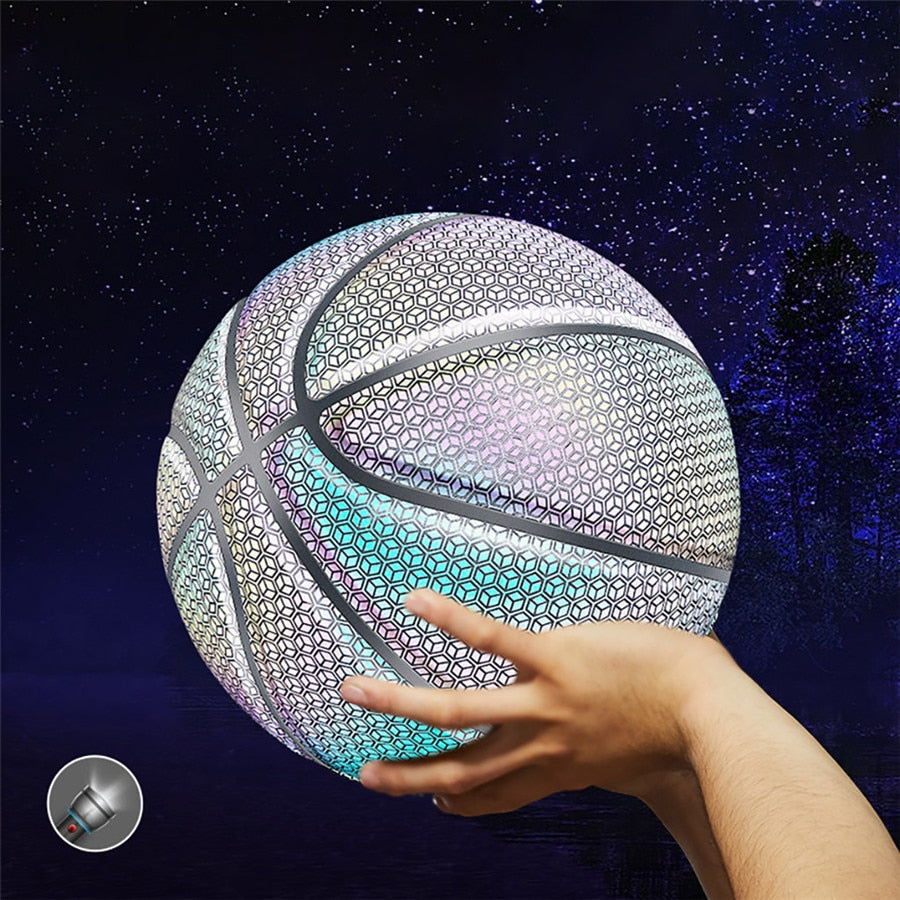 Reflective luminous fluorescent basketball