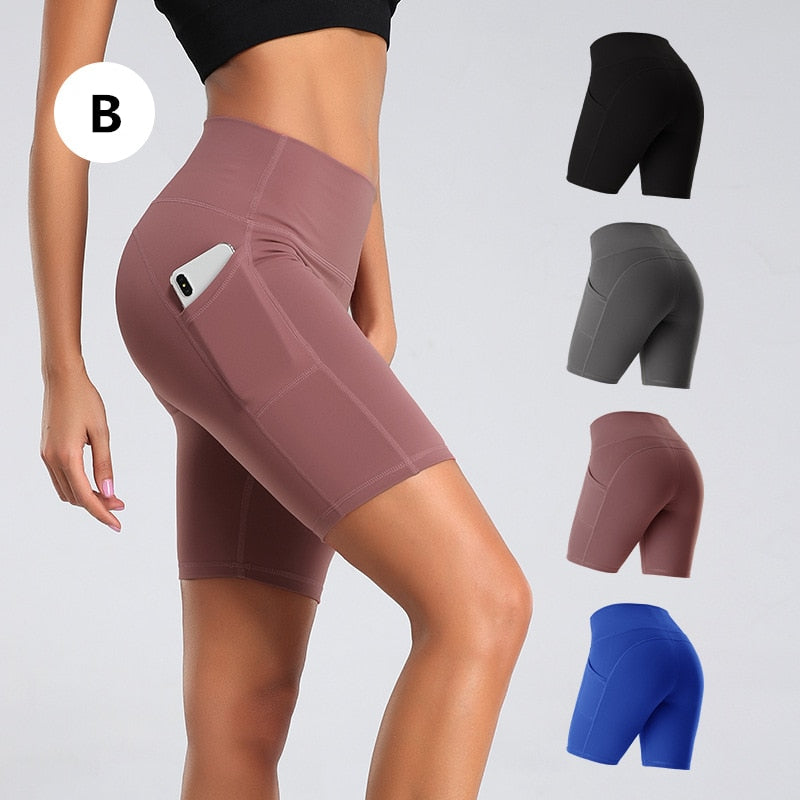Biker Shorts With Pockets - Thigh Length Quick Dry Sport Shorts