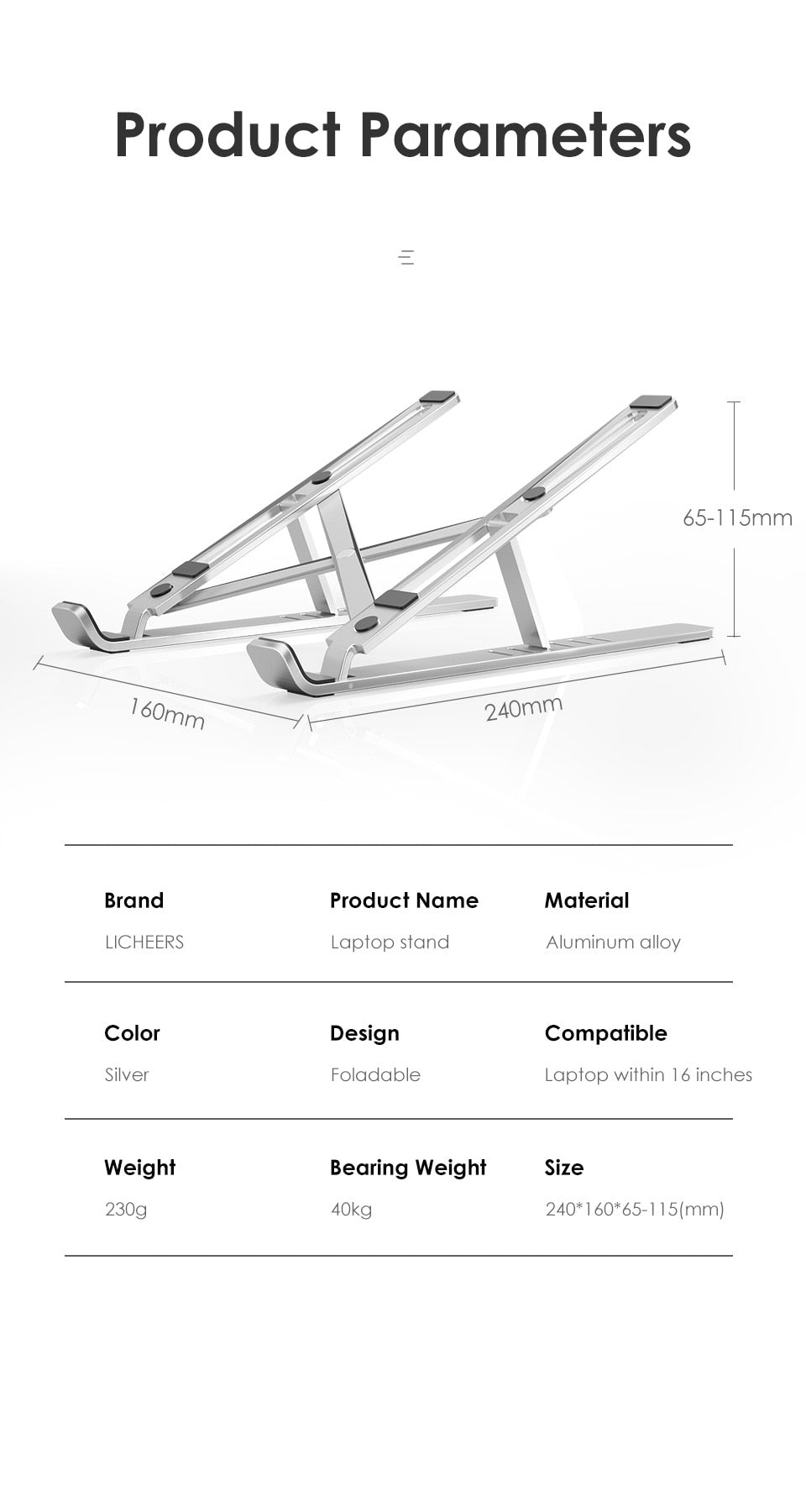 Laptop Stand for MacBook Pro Notebook Stand Foldable Aluminium Alloy Tablet Stand