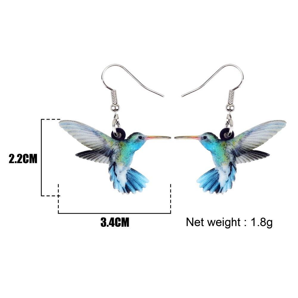 Acrylic  Voilet Sabrewing Hummingbird and Bird Friends Earrings