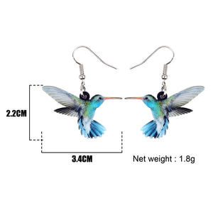 Acrylic  Voilet Sabrewing Hummingbird and Bird Friends Earrings