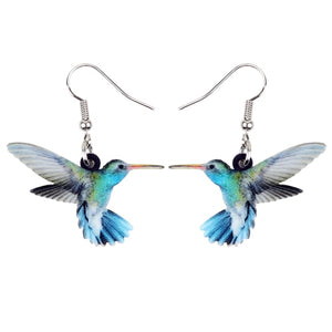 Acrylic  Voilet Sabrewing Hummingbird and Bird Friends Earrings