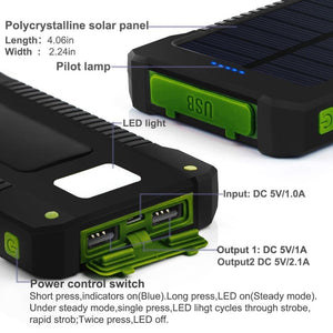 10000mAh Portable Solar Power Bank