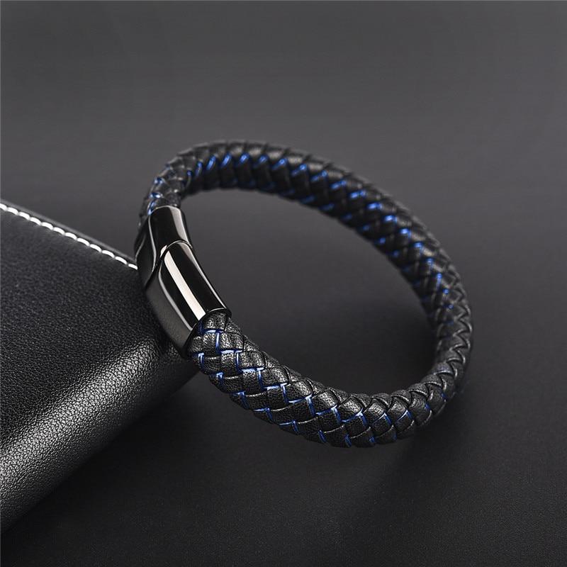 Magnetic Clasp Braided  Leather Bracelet