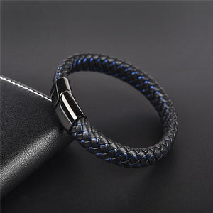 Magnetic Clasp Braided  Leather Bracelet