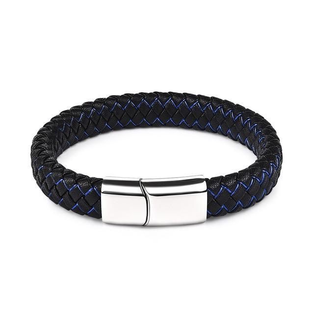 Magnetic Clasp Braided  Leather Bracelet