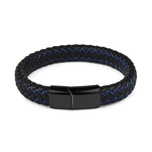 Magnetic Clasp Braided  Leather Bracelet