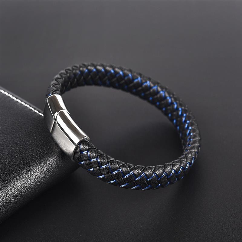 Magnetic Clasp Braided  Leather Bracelet