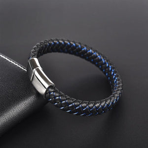 Magnetic Clasp Braided  Leather Bracelet