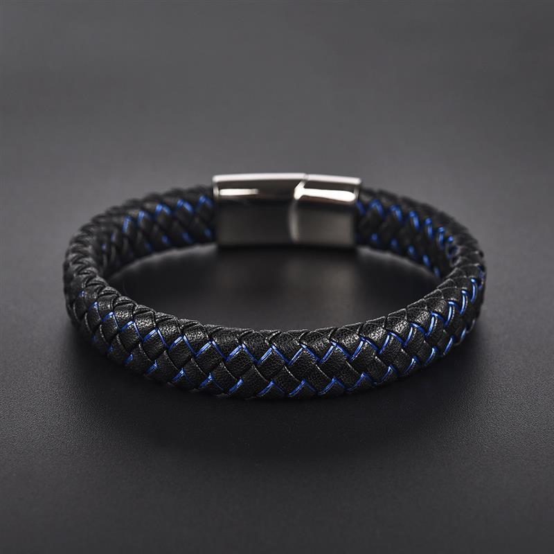 Magnetic Clasp Braided  Leather Bracelet