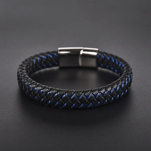 Magnetic Clasp Braided  Leather Bracelet
