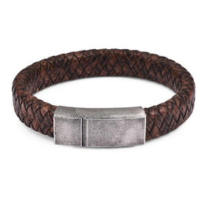 Magnetic Clasp Braided  Leather Bracelet