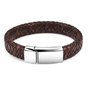 Magnetic Clasp Braided  Leather Bracelet