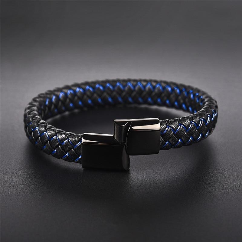 Magnetic Clasp Braided  Leather Bracelet