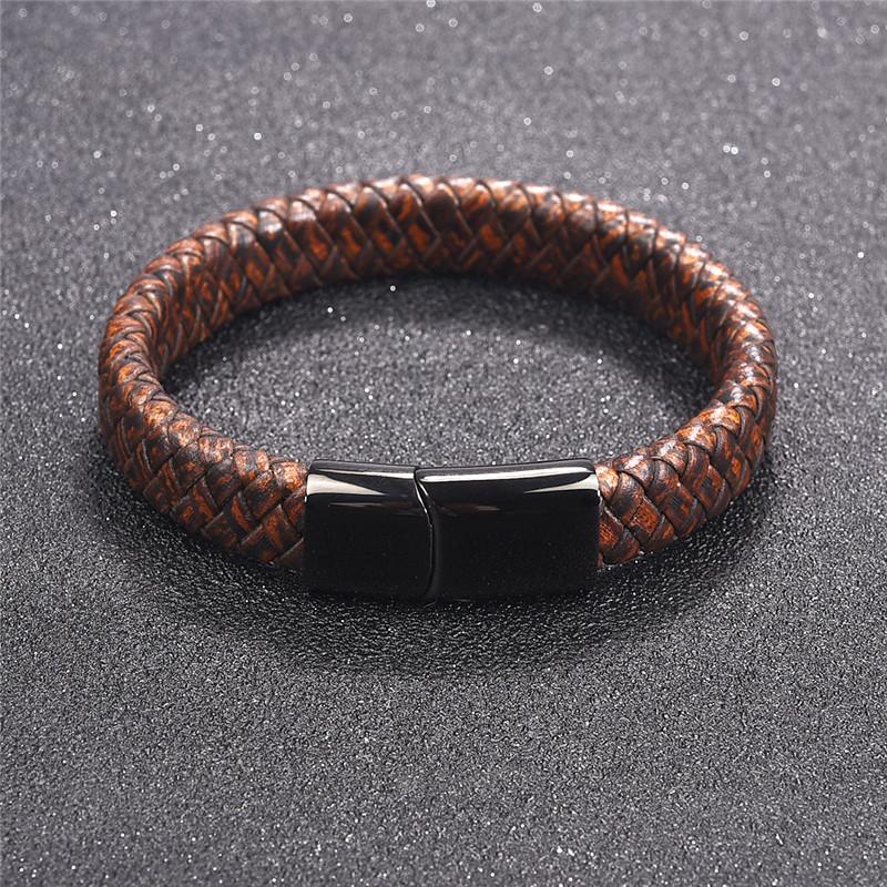 Magnetic Clasp Braided  Leather Bracelet
