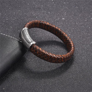 Magnetic Clasp Braided  Leather Bracelet