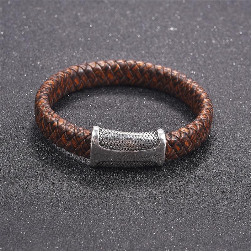 Magnetic Clasp Braided  Leather Bracelet