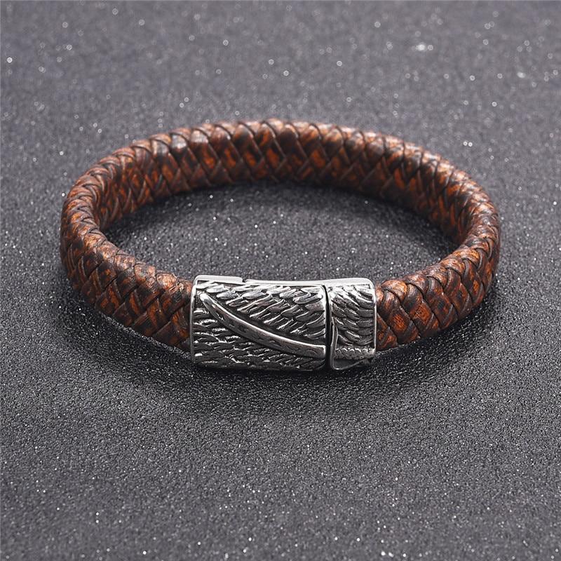 Magnetic Clasp Braided  Leather Bracelet