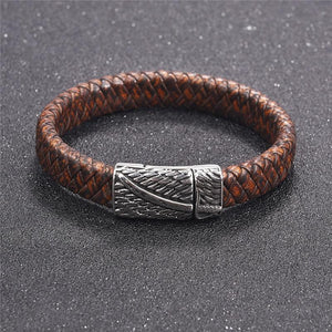 Magnetic Clasp Braided  Leather Bracelet