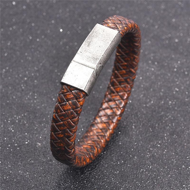 Magnetic Clasp Braided  Leather Bracelet