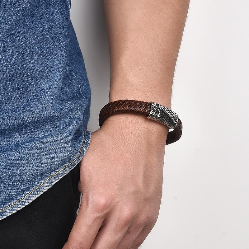 Magnetic Clasp Braided  Leather Bracelet