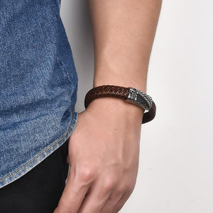 Magnetic Clasp Braided  Leather Bracelet
