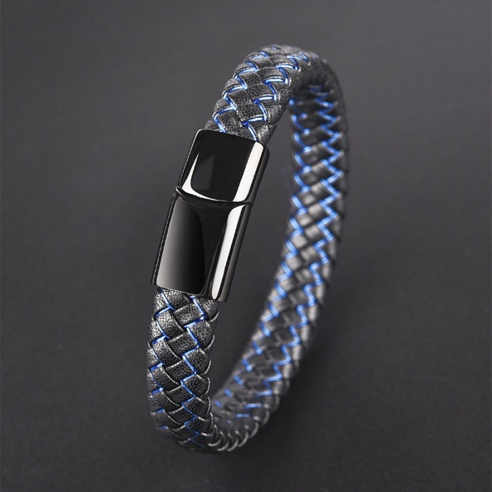 Magnetic Clasp Braided  Leather Bracelet