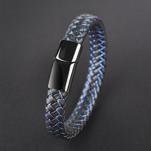 Magnetic Clasp Braided  Leather Bracelet