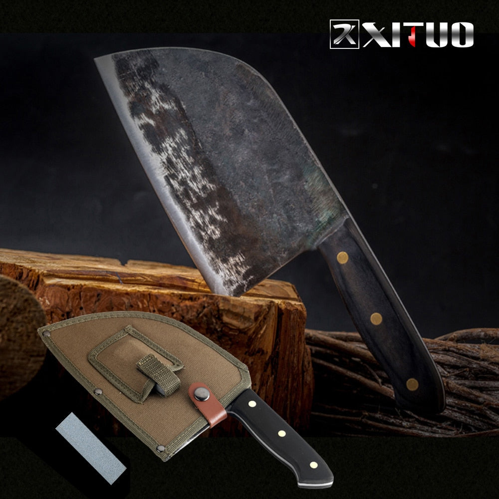 Hunter's Chef Knife Handmade Forged High-carbon Clad Steel