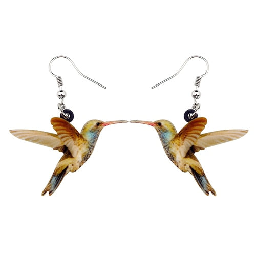 Acrylic  Voilet Sabrewing Hummingbird and Bird Friends Earrings