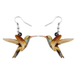 Acrylic  Voilet Sabrewing Hummingbird and Bird Friends Earrings