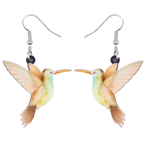 Acrylic  Voilet Sabrewing Hummingbird and Bird Friends Earrings