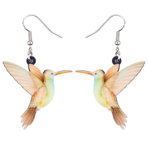 Acrylic  Voilet Sabrewing Hummingbird and Bird Friends Earrings