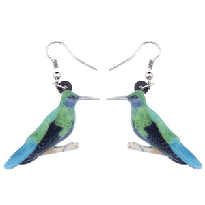 Acrylic  Voilet Sabrewing Hummingbird and Bird Friends Earrings