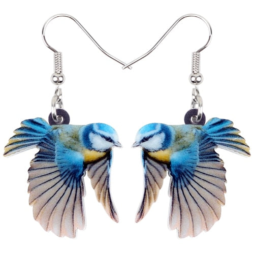 Acrylic  Voilet Sabrewing Hummingbird and Bird Friends Earrings