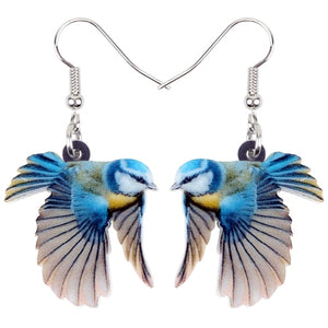 Acrylic  Voilet Sabrewing Hummingbird and Bird Friends Earrings