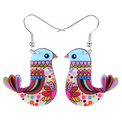 Acrylic  Voilet Sabrewing Hummingbird and Bird Friends Earrings